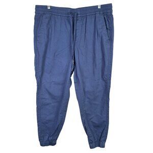 Mens Gap Blue Joggers Drawstring Elastic Waist Cotton Blend Cuffed Hem Size L